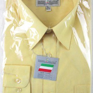 NWT Daniel Ellissa Men's Yellow Dress Shirt, 15-1/2 (34/35)